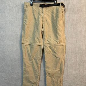 North Face Pants Mens M Beige Paramount Convertible Cargo Shorts Belted Zip 36"